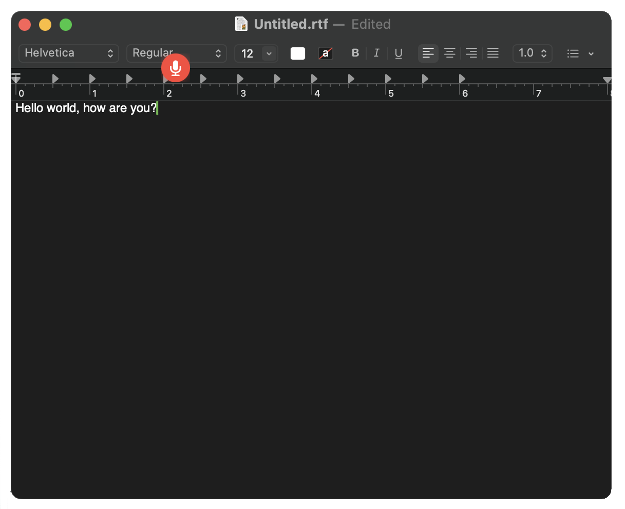 VocaMac recording indicator floating near a text cursor